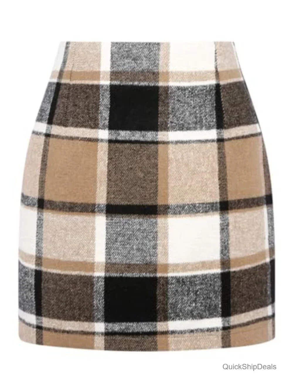 High Waist Plaid Bodycon Mini Skirt Polyester Wool Zipper Club Party